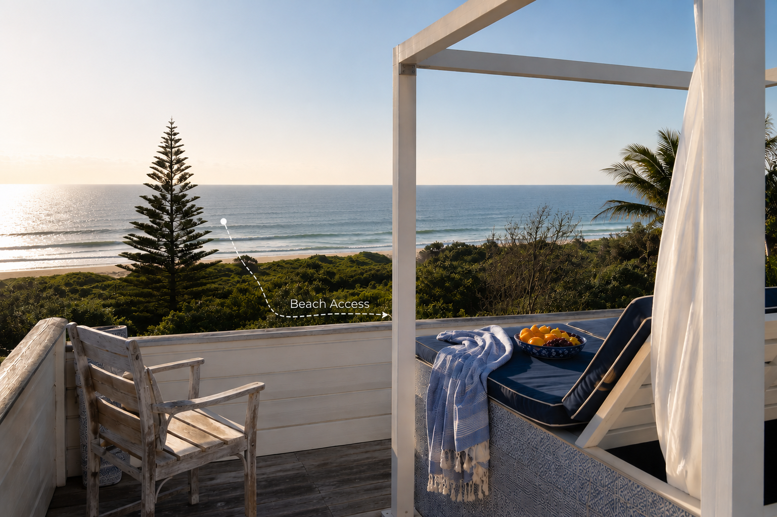View from the deck over the treeline to Peregian Beach