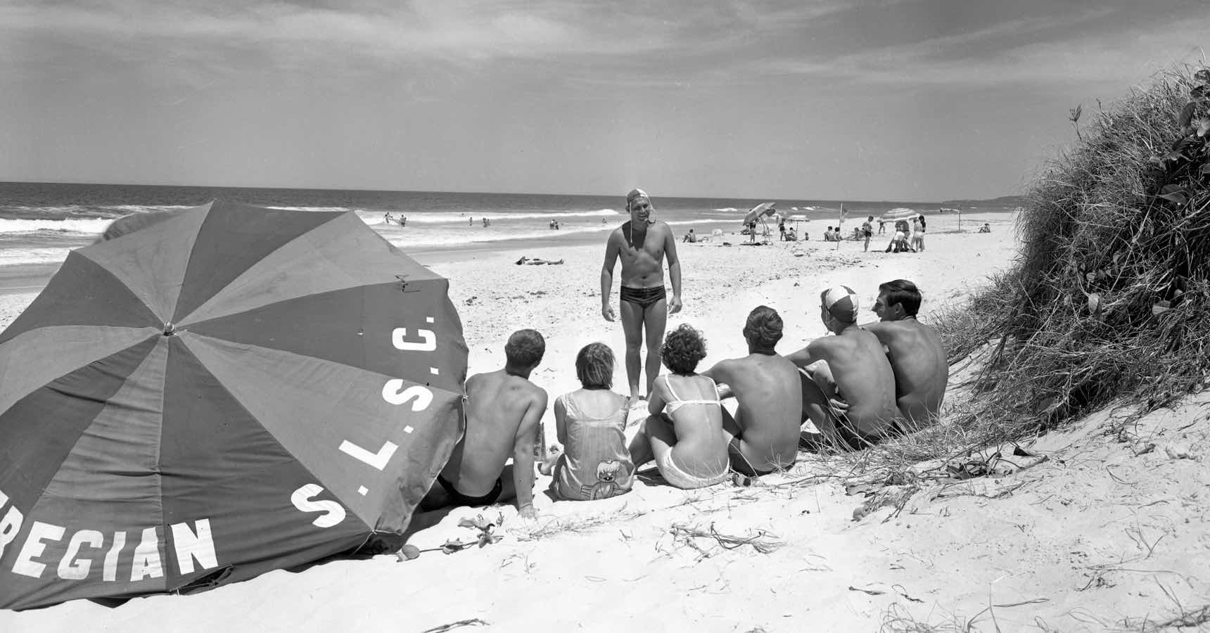 The vintage Peregian Beach Surf Life Saving Club sign